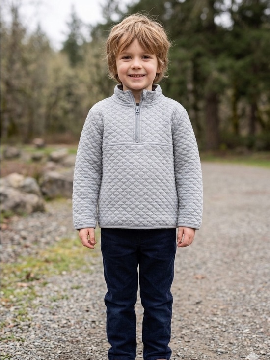 wonder nation Other - Wondernation Quilted Light Gray Half-Zip Pullover Sweatshirt Size 3T